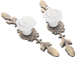 Puxadores De Armário Vintage Em Cerâmica Com Formato Rosa E Placa Cobre, Pacote Com 2 Unidades Para Armários De Cozinha