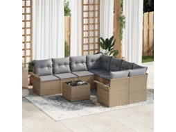 Vidaxl Conjunto de Sofá de Jardim 9 Pcs Bege Rattan Sintético