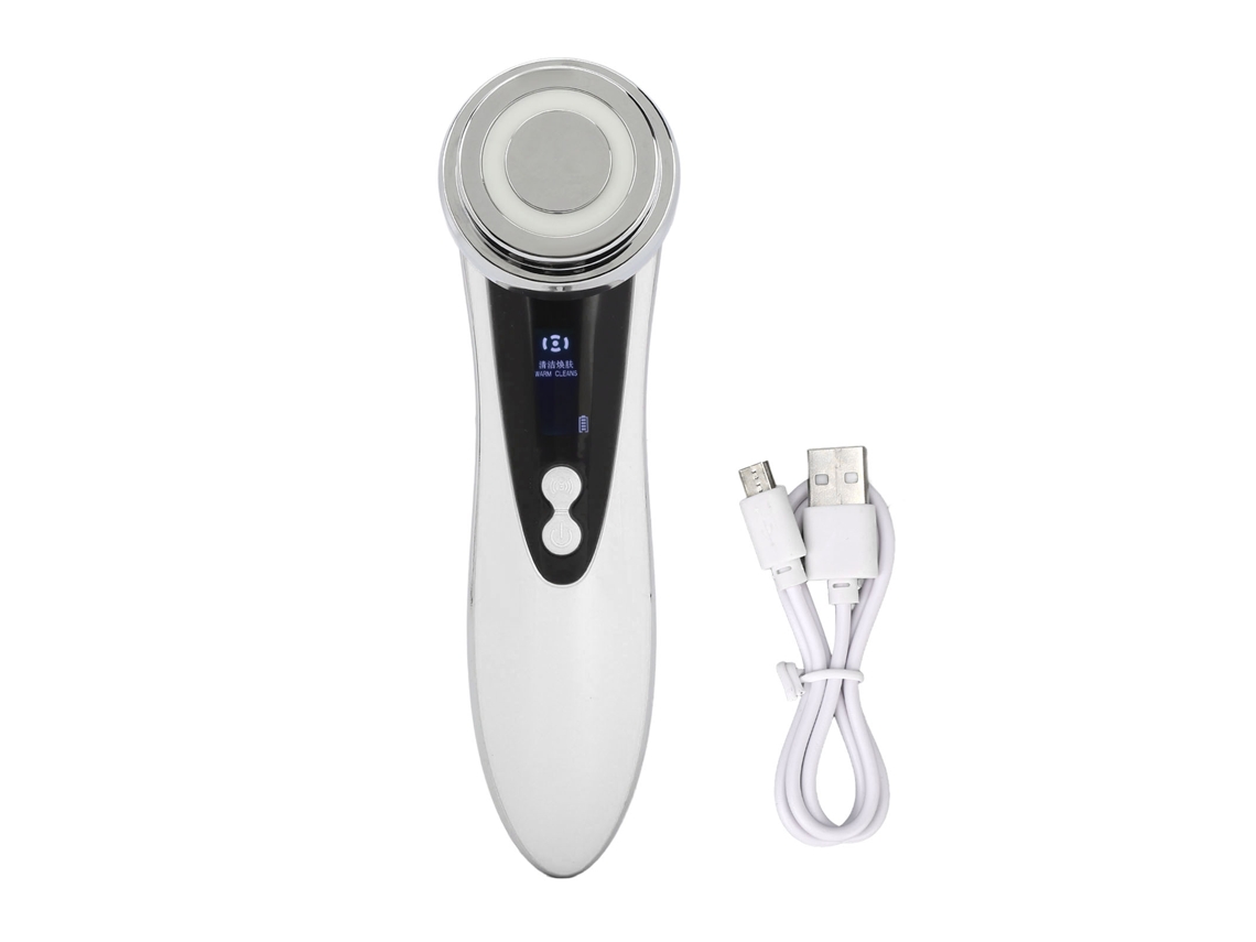 Aparelho de beleza facial com luz vermelha para promover colágeno, limpar os poros e rejuvenescer a pele.