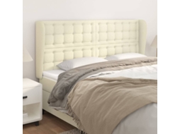 Vidaxl Cabeceira Cama C/ Abas Couro Artificial 163x23x118/128 Cm Creme