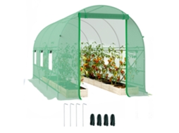 Estufa 4x2x2m Verde em Túnel Anti uv, 6 Janelas de Malha e Porta com Zíper, Ideal para Cultivo de Plantas no Jardim. Ge