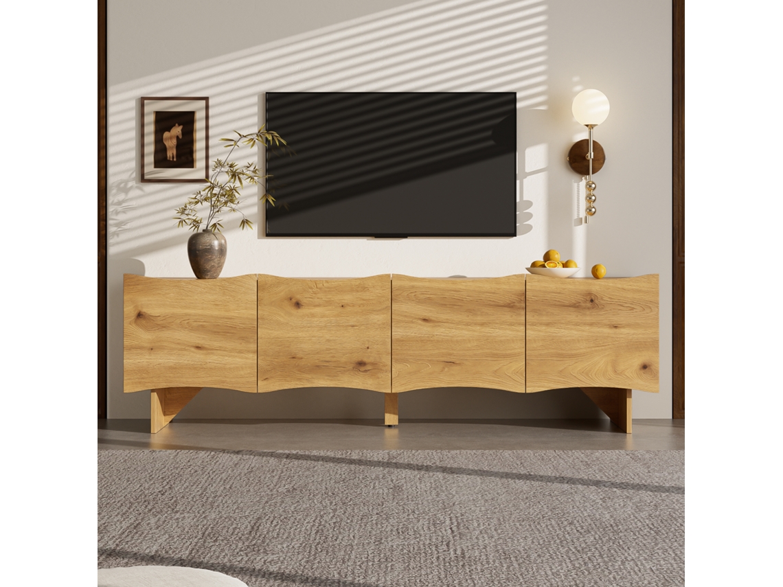 Móvel Ondulado 155cm 4 Portas Madeira Moderno