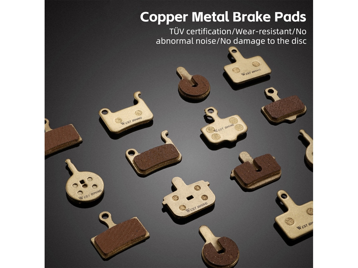 Pastilhas de Freio a Disco para Bicicleta Mtb, Semi metal, Base de Cobre, Resistente ao Desgaste