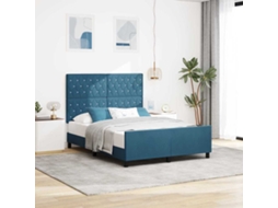 Vidaxl Cama Box Com Cabeceira Azul Escuro 140 X 190 Cm Veludo