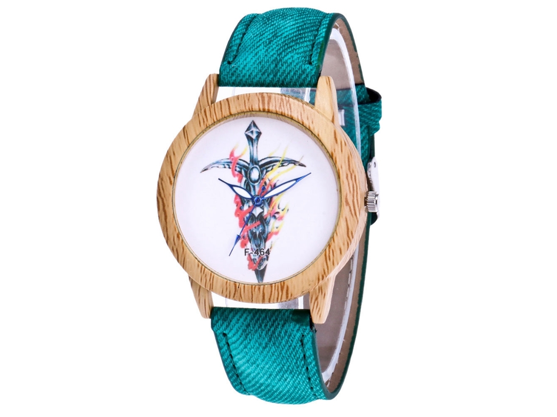 Relógio de Pulso Analógico de Quartzo com Pulseira Pu Estilo Clássico Simples Fashion (verde)