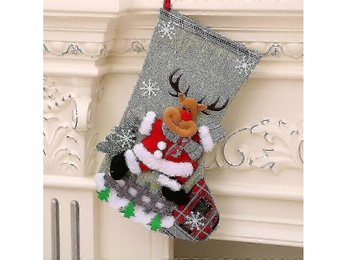Meias De Natal Com Estampa De Alce, Sacola De Doces De Natal, Decoração De Lareira, Decoração De Árvore De Natal, Banban De Ano Novo Olysi Shop