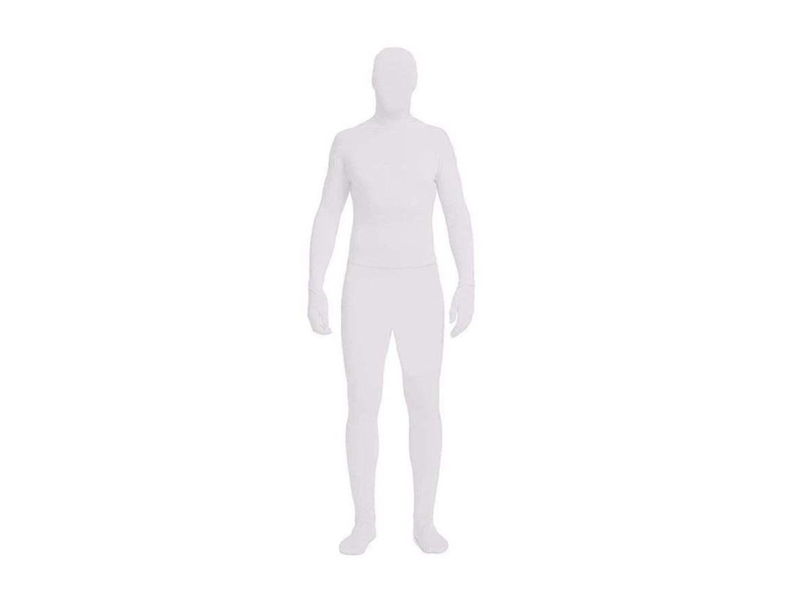 Macacão Zentai unissex de corpo inteiro em spandex elástico para adultos, ideal para festas de Halloween, 140 cm, branco.