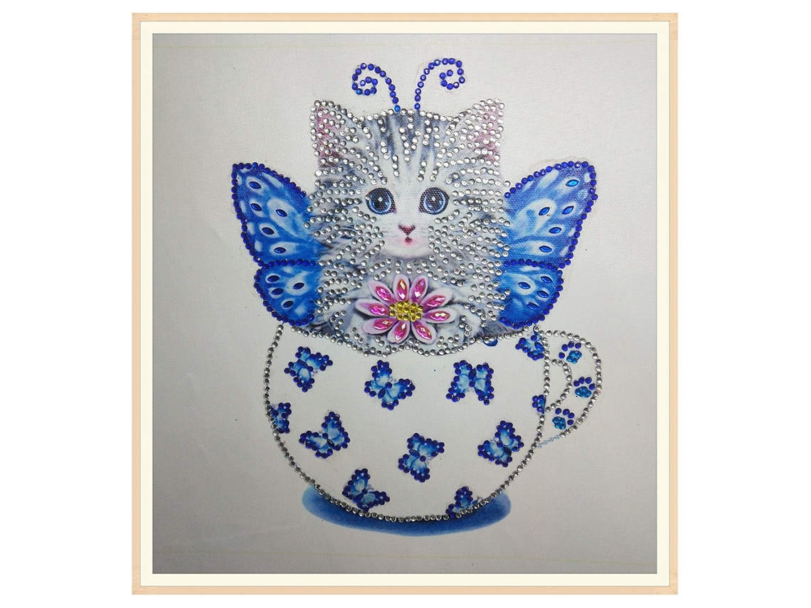 Pintura de Diamante DIY com Strass Bordado Gato | S/MARCA