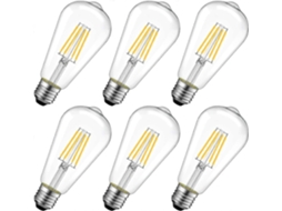 Rebe bombilla Led Filamento 4w E27 St64 470lm 2700k Branco Quente Vintage Não Regulável Pacote de 6