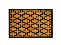 Relaxdays Capacho Coco E Borracha, Grelha, 60x40 Cm, Interior/exterior, Antiderrapante Apanha-sujidade, Natural/preto
