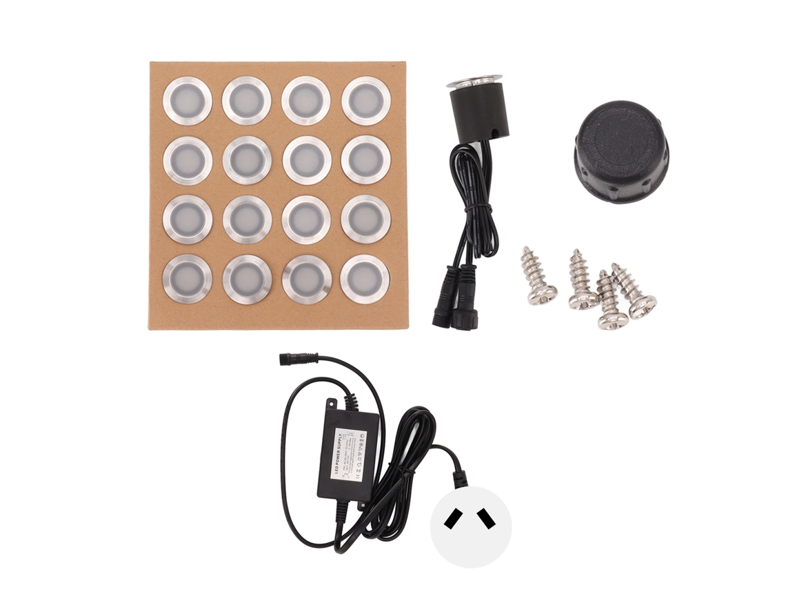 16pcs Lâmpada Led Subterrânea Ip67 Aço Inoxidável Pc para Jardim Deck Escada 12v 3000k | S/MARCA
