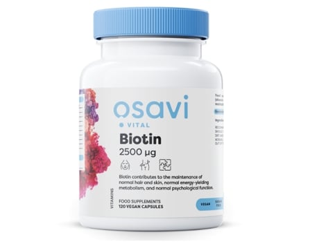 Biotina, 2500 Mcg 120 Cápsulas Veganas Osavi