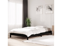 Vidaxl Cama Empilhável 80 X 200 Cm Madeira de Pinho Maciça Preto