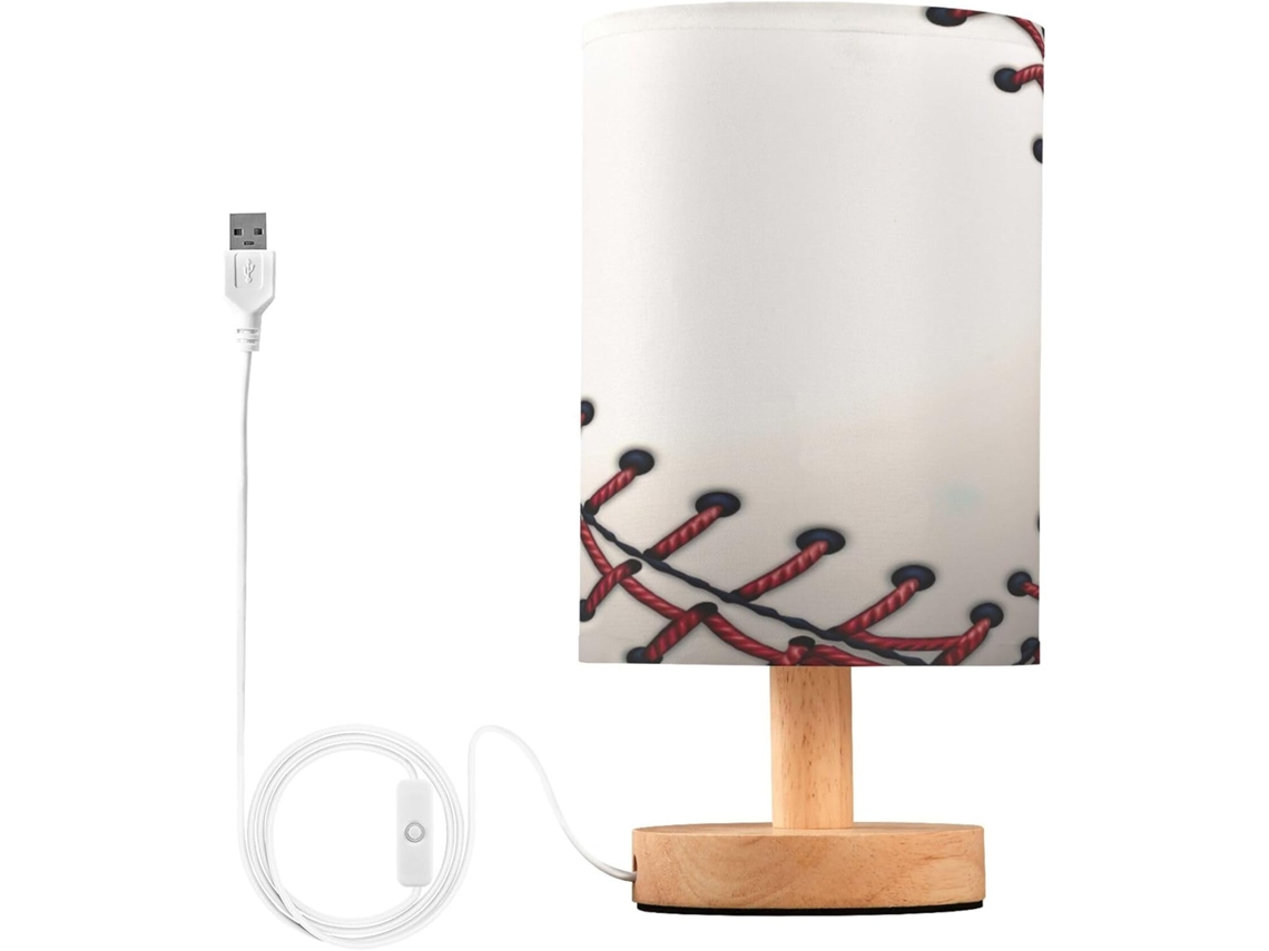 Luminária De Cabeceira Led Com Clipe Para Quarto, Luminária De Leitura Com Cúpula Tecido, Base De Madeira E Porta Usb