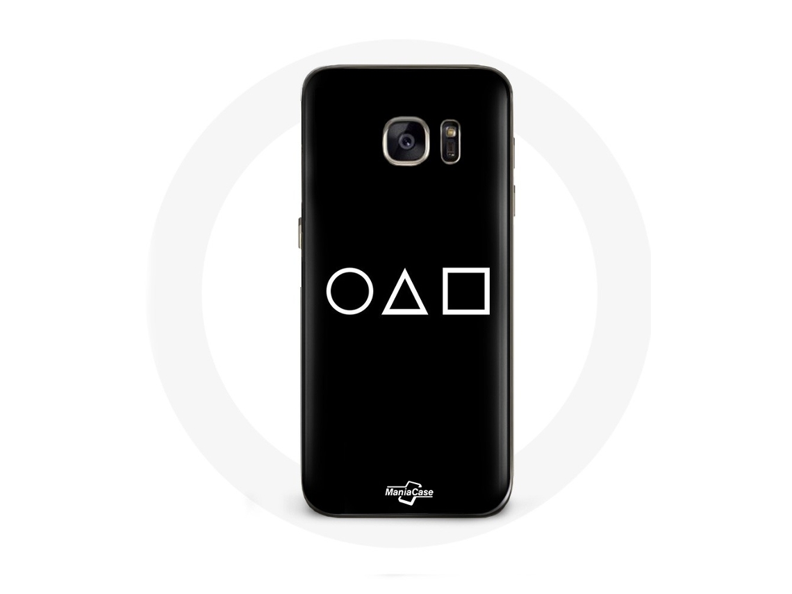 Capa para Samsung Galaxy S6 Edge Squid Game logotipo símbolos círculo quadrado triângulo Fundo preto
