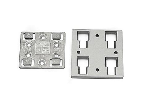 Placa enganche cuña para patas mesa niquel satinado 1 juego: 4 piezas