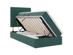 SYFAX™ Cama com Arrumação e Colchão Verde Escuro 100 X 200 Cm Veludo