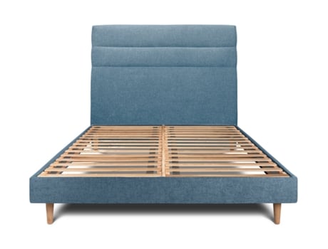 Cama com Cabeceira Linha SOMMEIL_DE_PLOMB Tecido Azul (200x200cm)