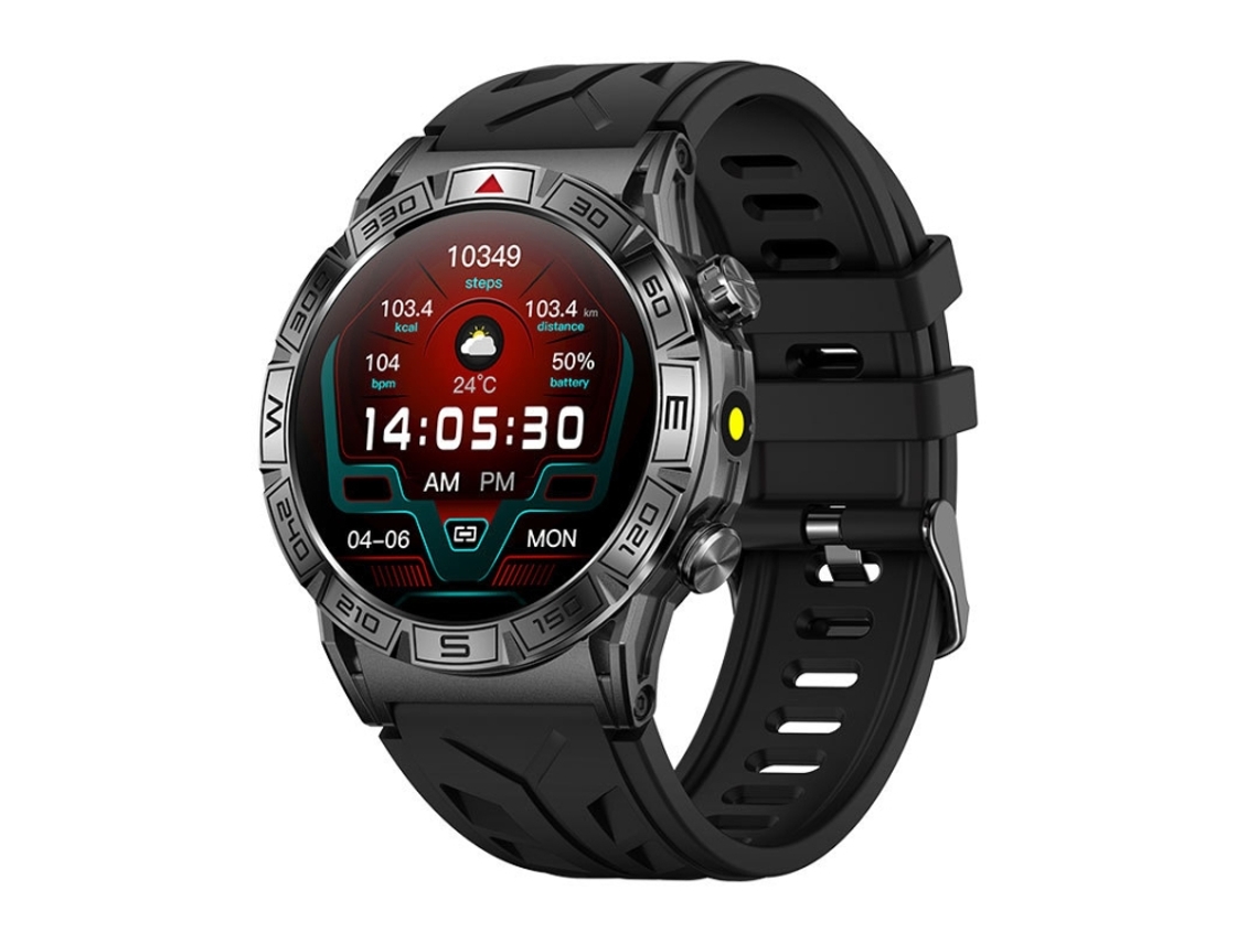 (Preto) Smartwatch com pulseira de tecido colorida de 1,43 polegadas, compatível com assistente de voz com IA e chamadas Bluetooth.