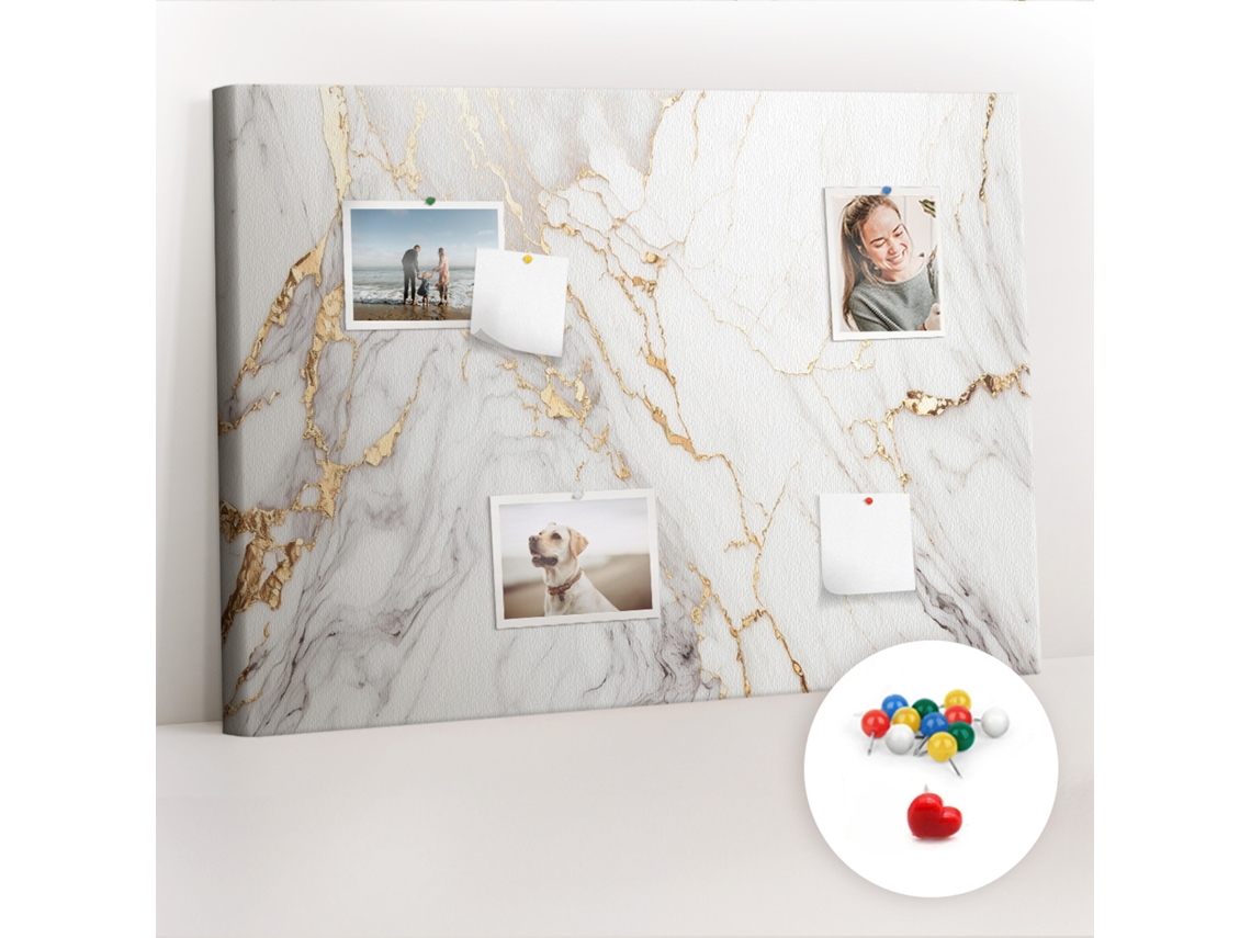 Quadro De Cortiça Com Impressão Mármore Decorativo Para A Sala De Estar Espelharte (70x100 Cm)