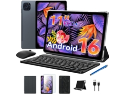 Tablet Kingrid T90 11'' FHD, Ram 24gb Rom128gb Sd 2 Tb, Android 15, 8000 Mah, Gemini Al, Com Teclado, Capa, Stcylet, Rato