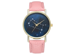 Reloj De Pulsera De Quartzo Para Hombre Y Mujer Con Correa De Cuero Pu Zhoulianfa Constellation Moda (rosa)