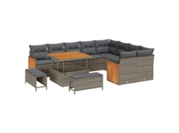Maison Exclusive - Conjunto De Sofá De Jardim Com Almofada 13 Pcs Cinzeto Vime Pe