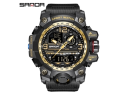 Relógio Esportivo Multifuncional Moderno e Estiloso com Acabamento Luminoso. MDUG (preto e Dourado Masculino)