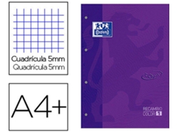 Recarga Color 1 Oxford Din A4+ 80 Folhas 90 Gr Quadricula 5 mm Capa Suave 4 Furos Lilas Touch Preco Uni. Venda Multiplos 5