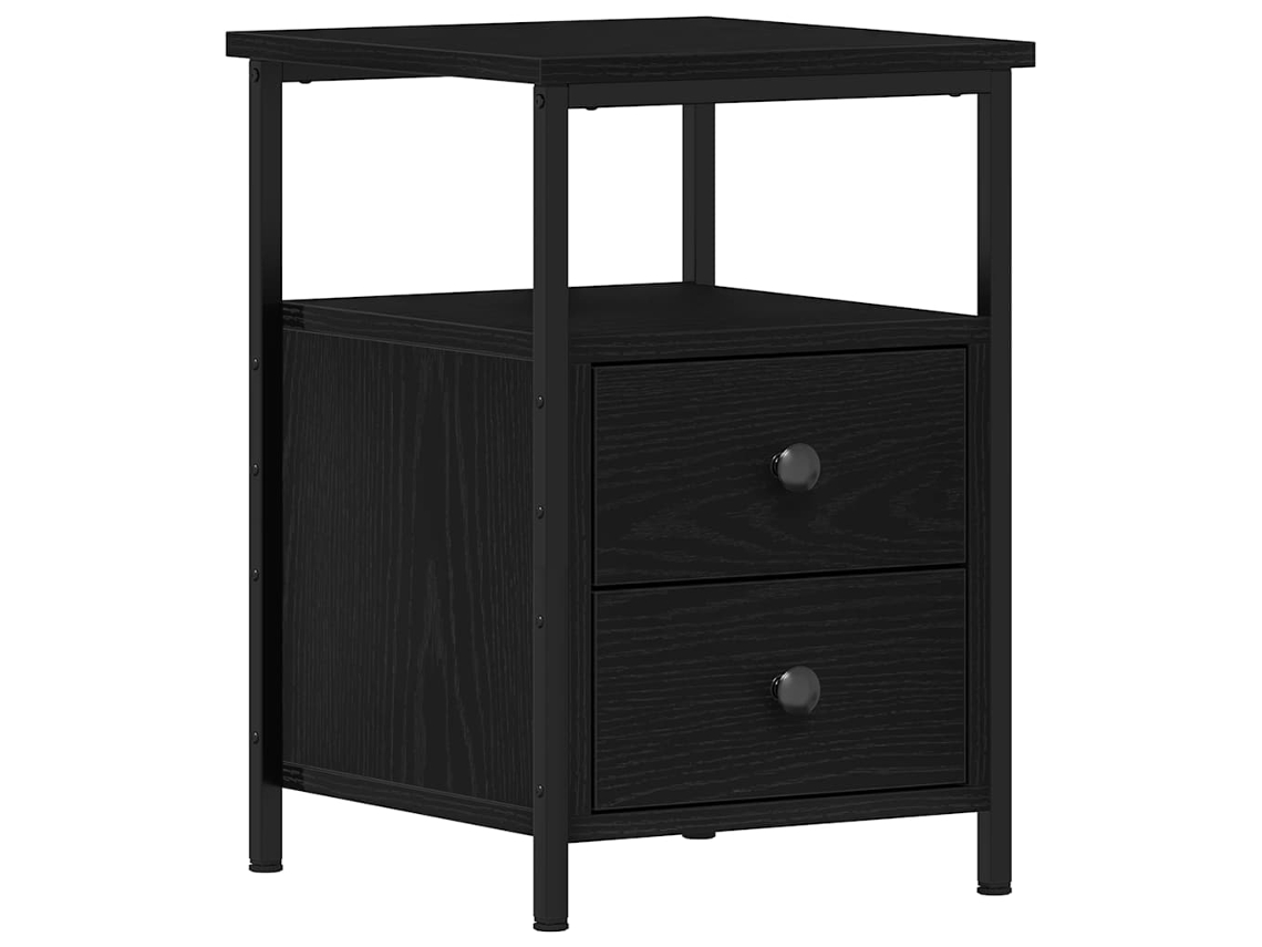 Mesa de Cabeceira em Carvalho Preto 34x35,5x50 cm Madeira Engenheirada MAISON EXCLUSIVE