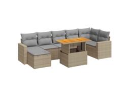 Conjunto de 8 Sofás para Jardim com Almofadões Vime Pe Bege MAISON EXCLUSIVE (8 pcs)