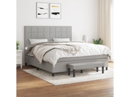 Vidaxl Cama Com Molas/colchão 160x200 Cm Tecido Cinzento-claro