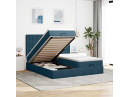 Vidaxl Cama Otomana Com Colchões/leds 200x200 Cm Veludo Azul-escuro