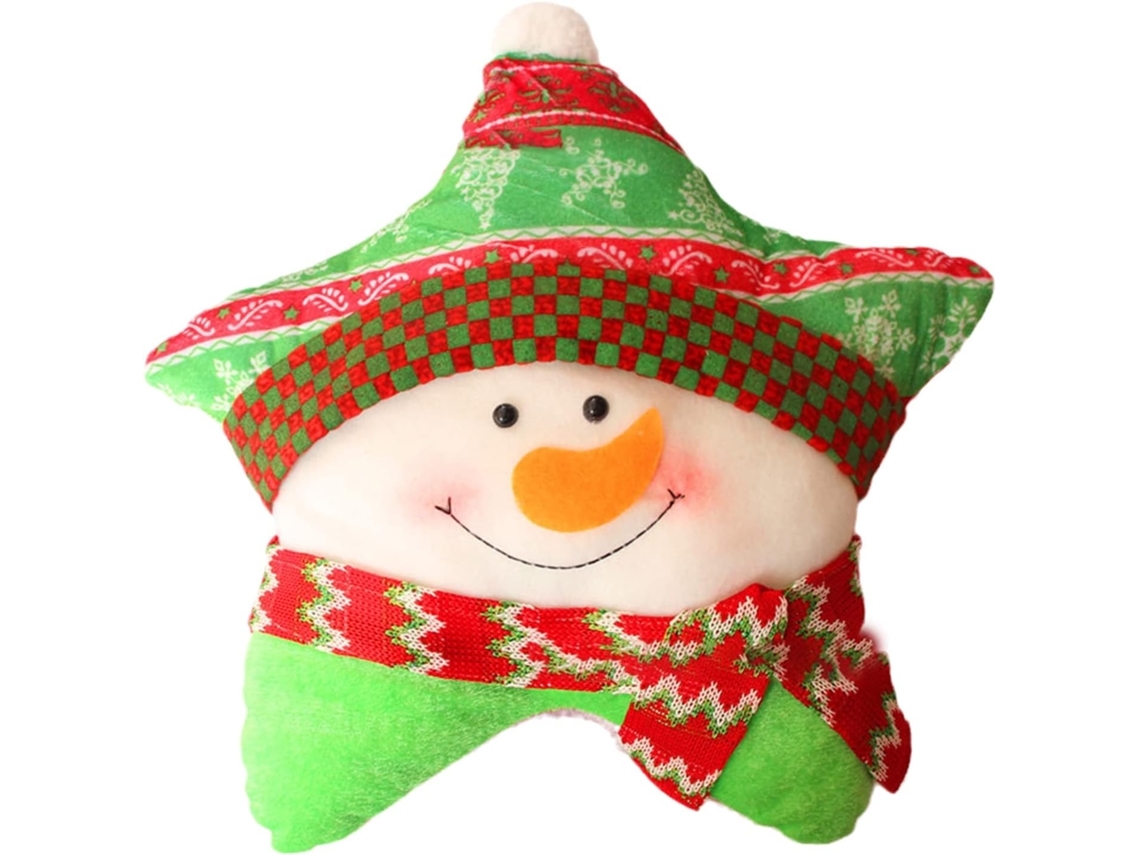 Almofada De Natal Papai Noel 38cm 15 Polegadas Para Encosto Banco Carro Com Design Cinco Pontos