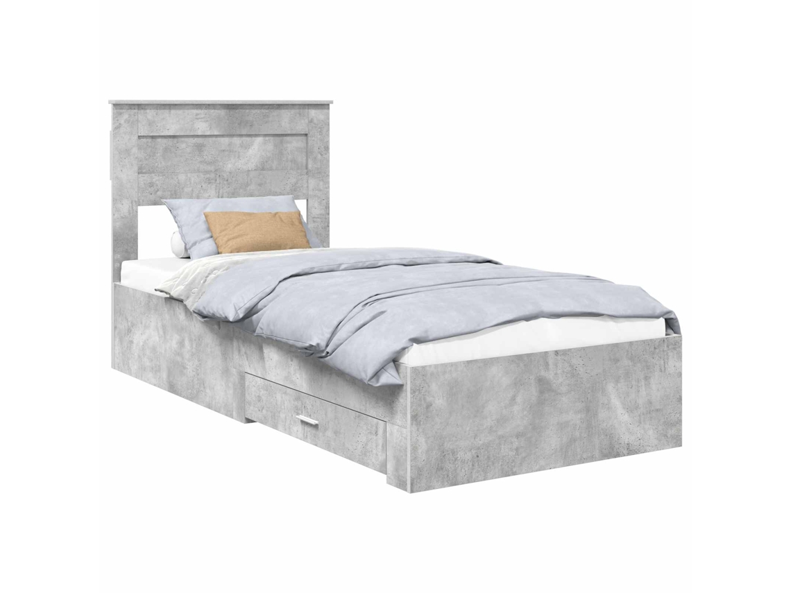 Conjunto de 2 Estruturas da Cama Cinzenta em Madeira Processada 90x190 cm MAISON EXCLUSIVE