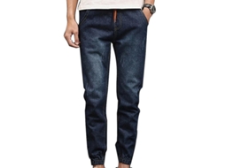 Fasst pantalones Vaqueros para Hombres Talla Grande Con Cintura Elástica Y Cordón Ajustable de Tejido Elástico Casual
