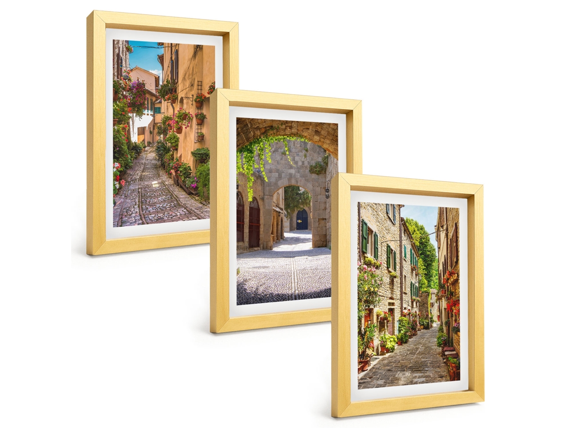 Composição De Quadros Ruas Italianas, Flores E Arquitetura Espelharte (3 Peças 20x30 Cm)