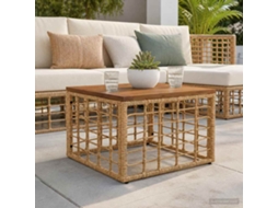 Vidaxl Mesa De Jardim Natural 55 X 55 X 37 Cm Rattan Pe E Vidro