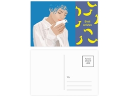 Pacote com 20 Cartões Postais Estampa de Banana da Blue Peace Girl 14,6 X 9,8 Cm