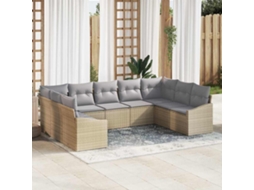 Vidaxl Conjunto De Sofás Com Almofada 9 Pcs Bege Vime Pe