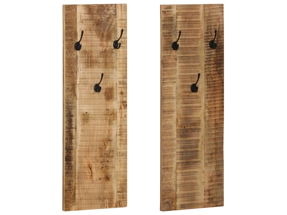 Bengaleiro Parede 2 Pcs Madeira Mangueira Maciça 36X110X3 Cm PANGSHIYUAN