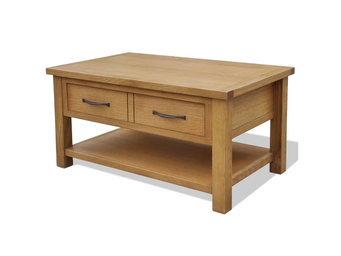 Vidaxl Mesa De Centro 88x53x45 Cm Madeira Carvalho Maciça