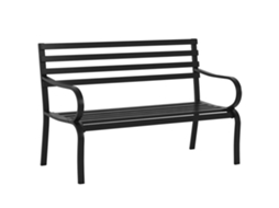Banco Jardim 2 Lugares Metal Epóxi Design Contemporâneo Preto 127x58x82cm