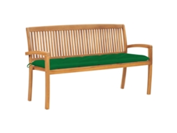 Vidaxl Banco De Jardim Empilhável C/ Almofadão 159 Cm Teca Maciça