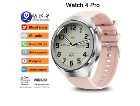 Smartwatch Timovo® Reloj Inteligente Para Android Ios Gt4 Pro Relógios À Prova Dwaterproof Água, Fitness Ao Ar Livre, Nfc, Rastreador Gps Rosa