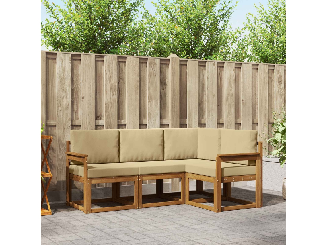Vidaxl Conjunto De Sofás Para Exterior 4 Pcs Natural E Bege