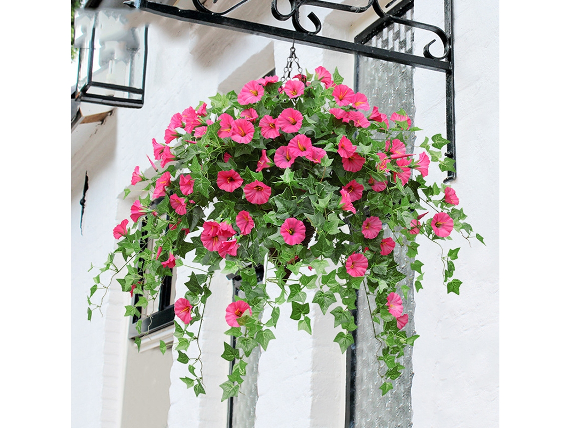Cesto Suspenso com Flores Artificiais de Petúnia de Seda Xf10jsr Vermelho AQUAFORGE