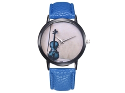 Relógio masculino ultrafino e minimalista de quartzo com pulseira de PU azul royal.