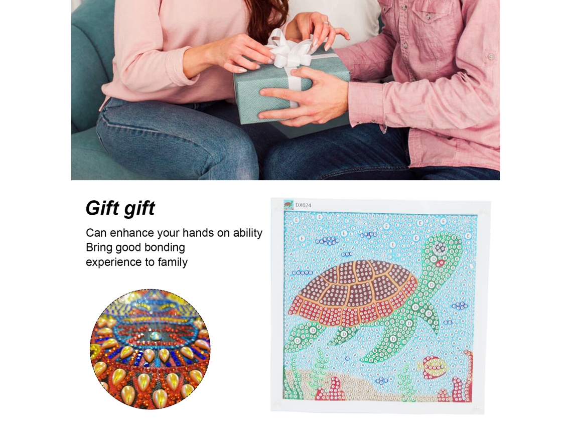 Pintura De Strass 5d Tartaruga Marinha Cartoon Efeito Real Brilho Super Melhora Habilidades Manuais Decoração De Quarto