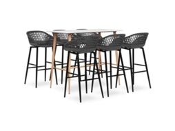 Vidaxl 7 Pcs Conjunto De Bar Branco E Cinzento